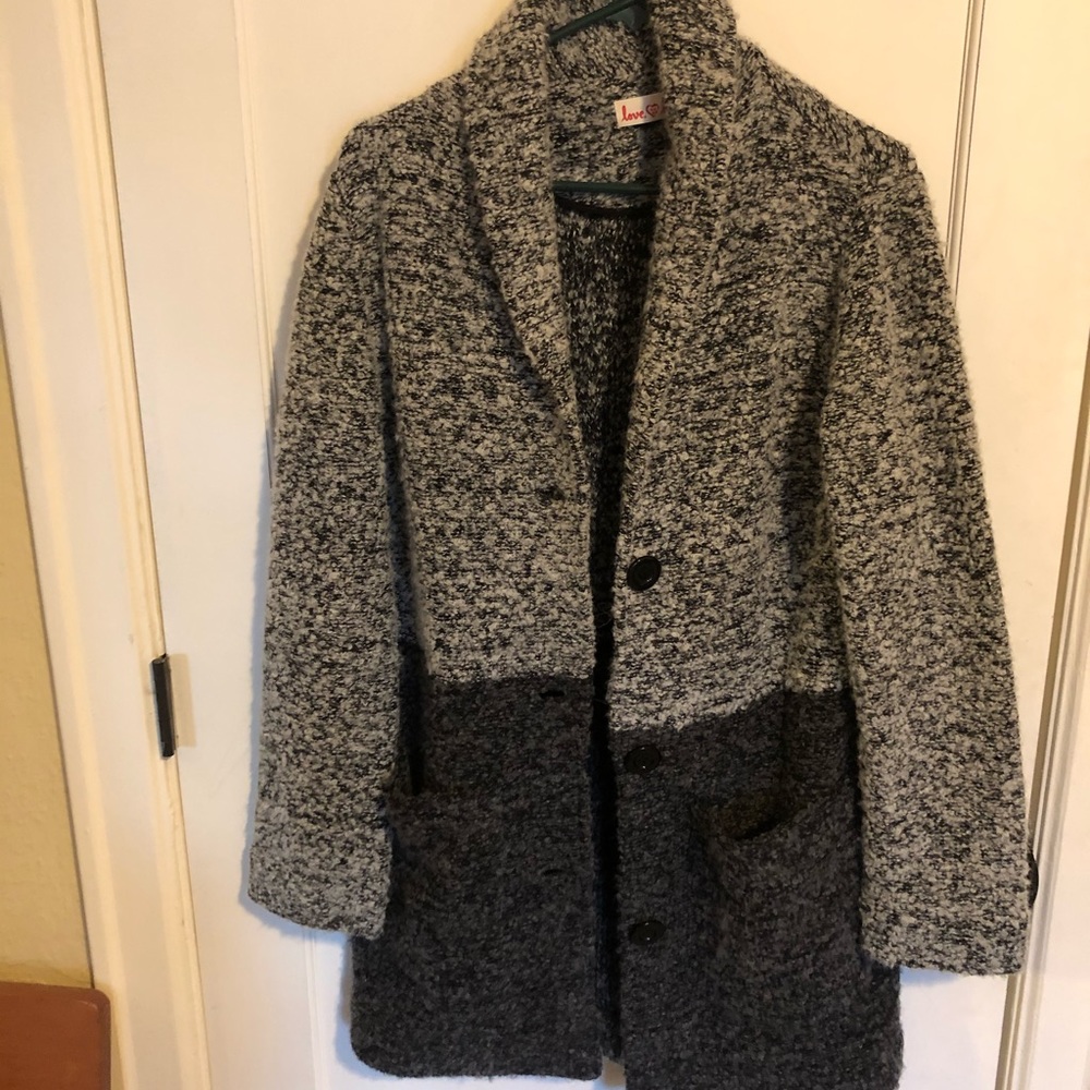 Love Hanna Two Tone Grey Pea Coat/ Sweater
